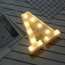 Load image into Gallery viewer, White Plastic Letter LED Night Light Marquee Sign Alphabet Lights Lamp Home Club Outdoor Indoor Party Wedding Home Decoration
