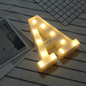 White Plastic Letter LED Night Light Marquee Sign Alphabet Lights Lamp Home Club Outdoor Indoor Party Wedding Home Decoration