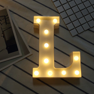 White Plastic Letter LED Night Light Marquee Sign Alphabet Lights Lamp Home Club Outdoor Indoor Party Wedding Home Decoration