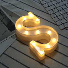 Load image into Gallery viewer, White Plastic Letter LED Night Light Marquee Sign Alphabet Lights Lamp Home Club Outdoor Indoor Party Wedding Home Decoration
