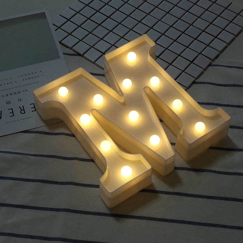 White Plastic Letter LED Night Light Marquee Sign Alphabet Lights Lamp Home Club Outdoor Indoor Party Wedding Home Decoration