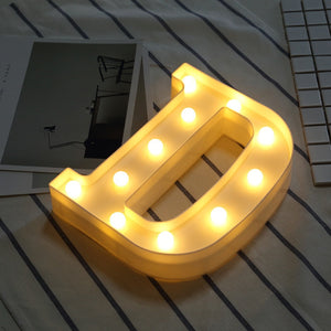 White Plastic Letter LED Night Light Marquee Sign Alphabet Lights Lamp Home Club Outdoor Indoor Party Wedding Home Decoration