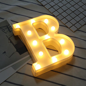 White Plastic Letter LED Night Light Marquee Sign Alphabet Lights Lamp Home Club Outdoor Indoor Party Wedding Home Decoration