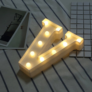 White Plastic Letter LED Night Light Marquee Sign Alphabet Lights Lamp Home Club Outdoor Indoor Party Wedding Home Decoration
